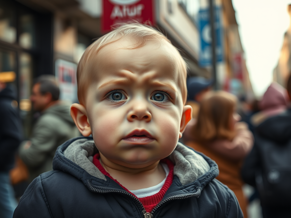 Hilfloses Kind, alleingelassen von den Eltern, den Verwanden